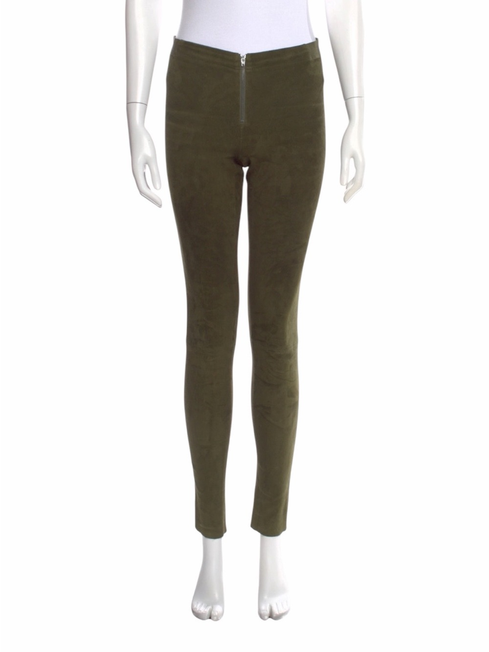 Alice + Olivia Front Zip-Up Suede Leggings